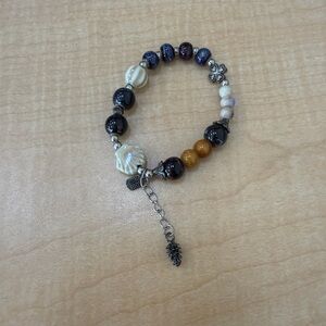 5 Multicolor Beaded Charm Bracelets with Accents